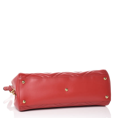 Gucci Calfskin Matelasse Medium GG Marmont Tote Hibiscus Red 5 of 10