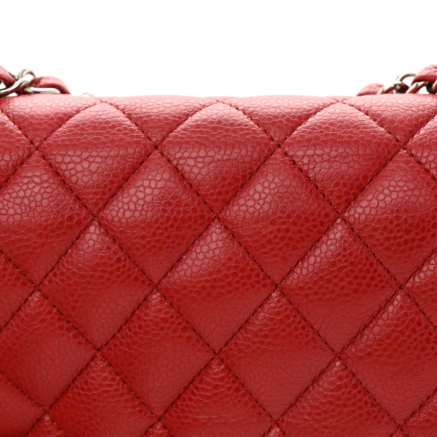 Caviar Quilted Medium Double Flap Red