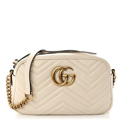 Gucci Calfskin Matelasse Small GG Marmont Chain Shoulder Bag White 1 of 10