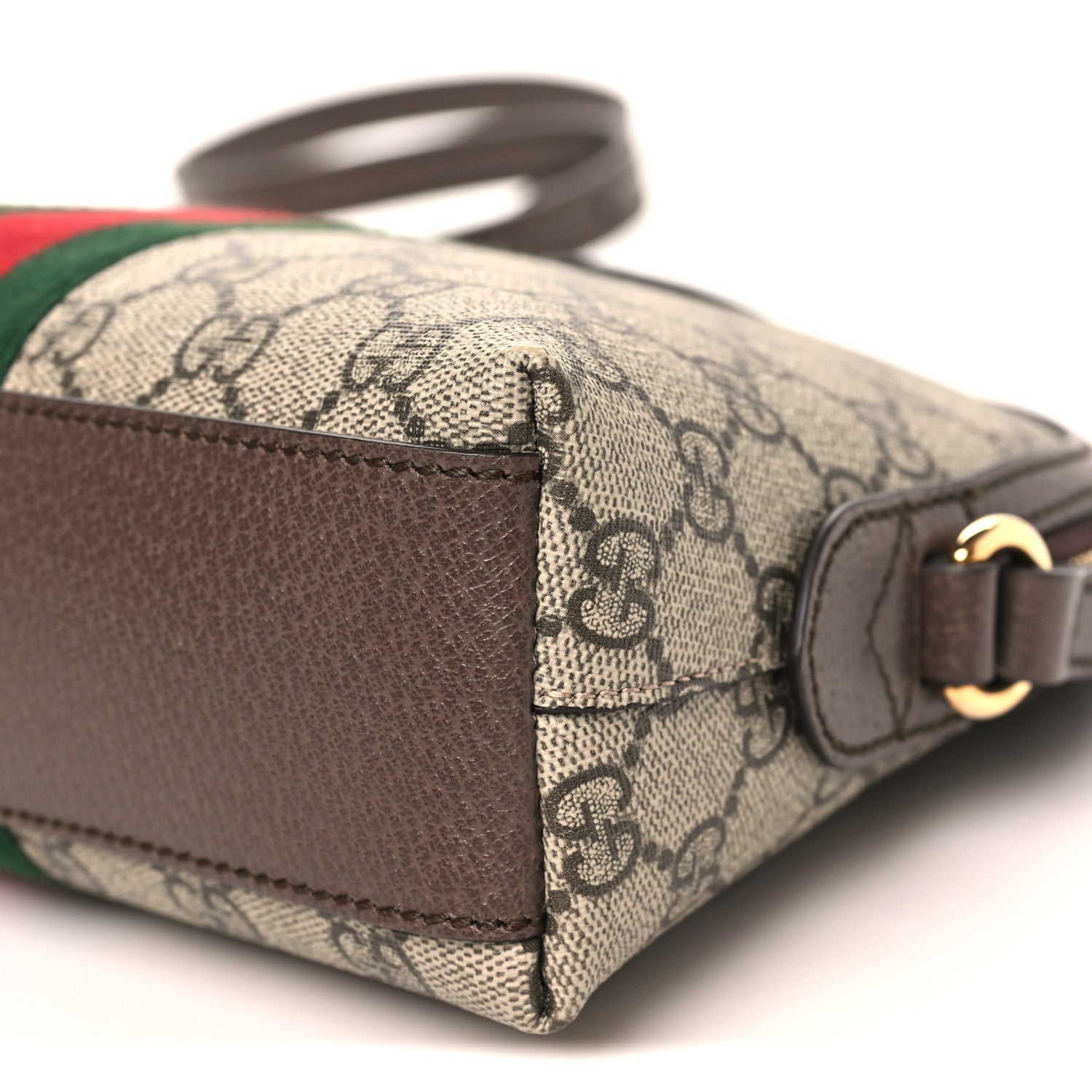 Gucci GG Supreme Monogram Textured Dollar Calfskin Web Small Ophidia Dome Shoulder Bag Beige Ebony New Acero 10 of 10