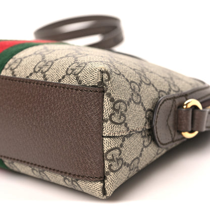 Gucci GG Supreme Monogram Textured Dollar Calfskin Web Small Ophidia Dome Shoulder Bag Beige Ebony New Acero 10 of 10