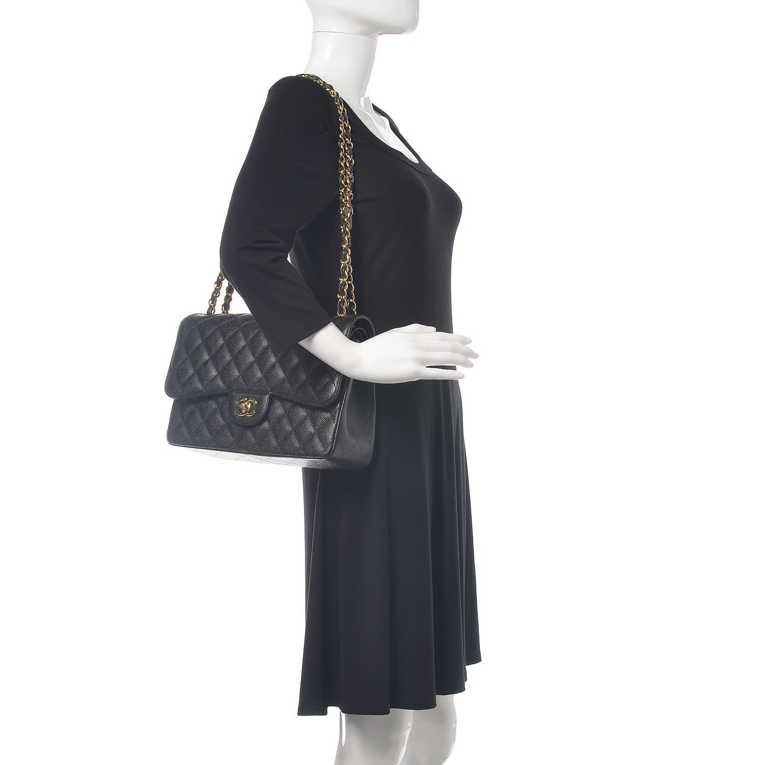 Chanel Caviar Quilted Jumbo Double Flap Black 2 of 13