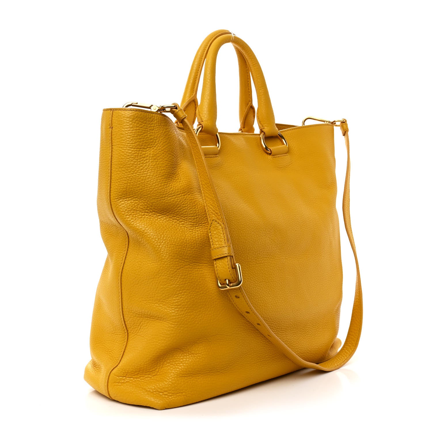 Prada Vitello Daino Shopping Tote Mimosa 3 of 12