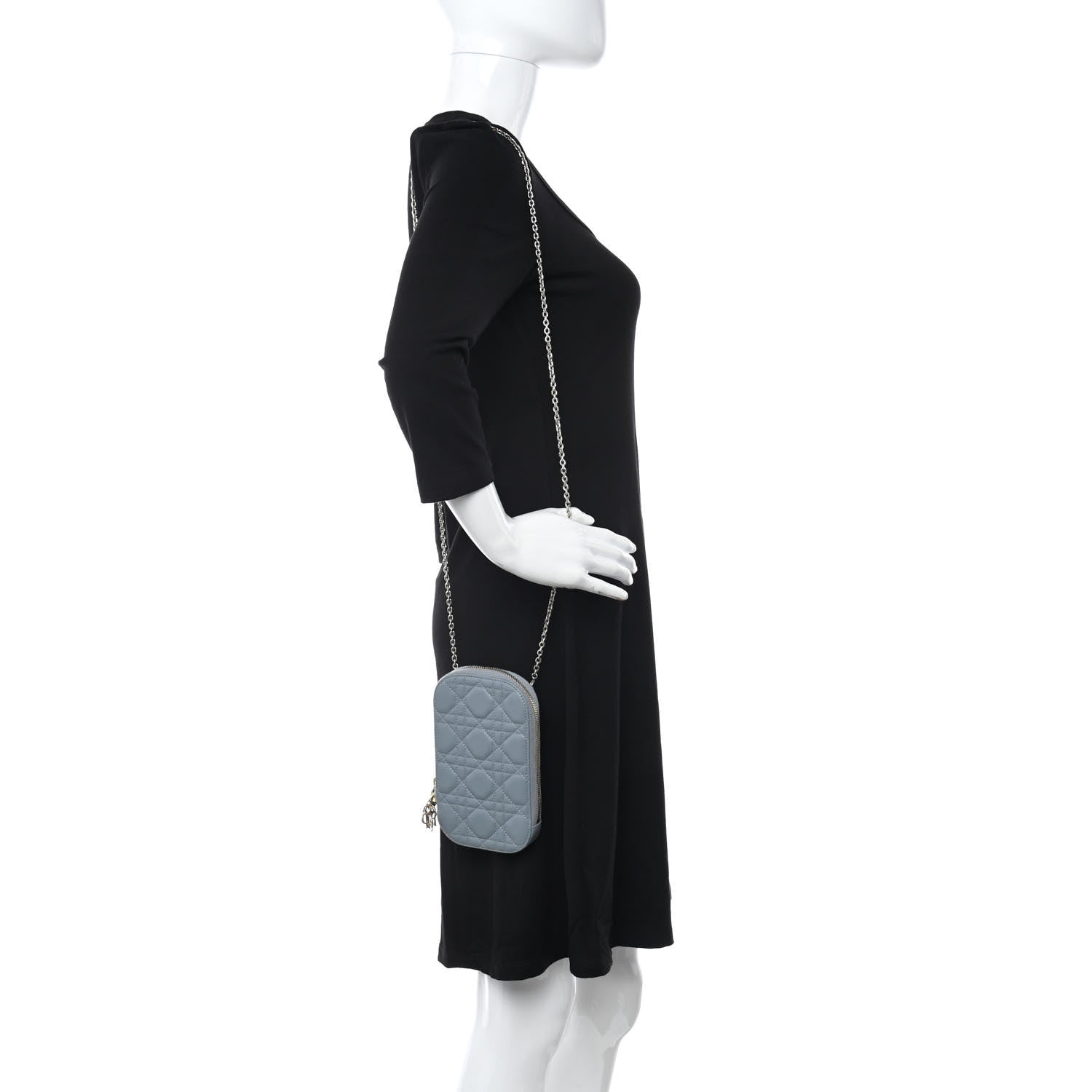 Christian Dior Lambskin Cannage Lady Dior Phone Holder Cloud Blue 2 of 10