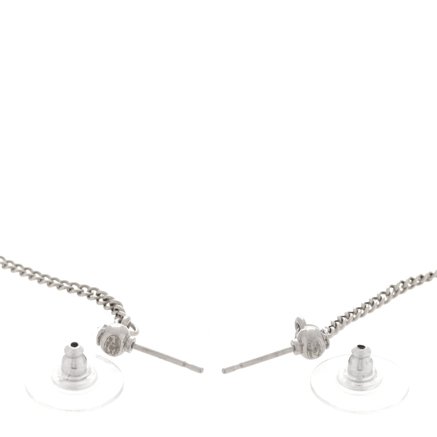 Baguette Crystal CC Drop Earrings Silver