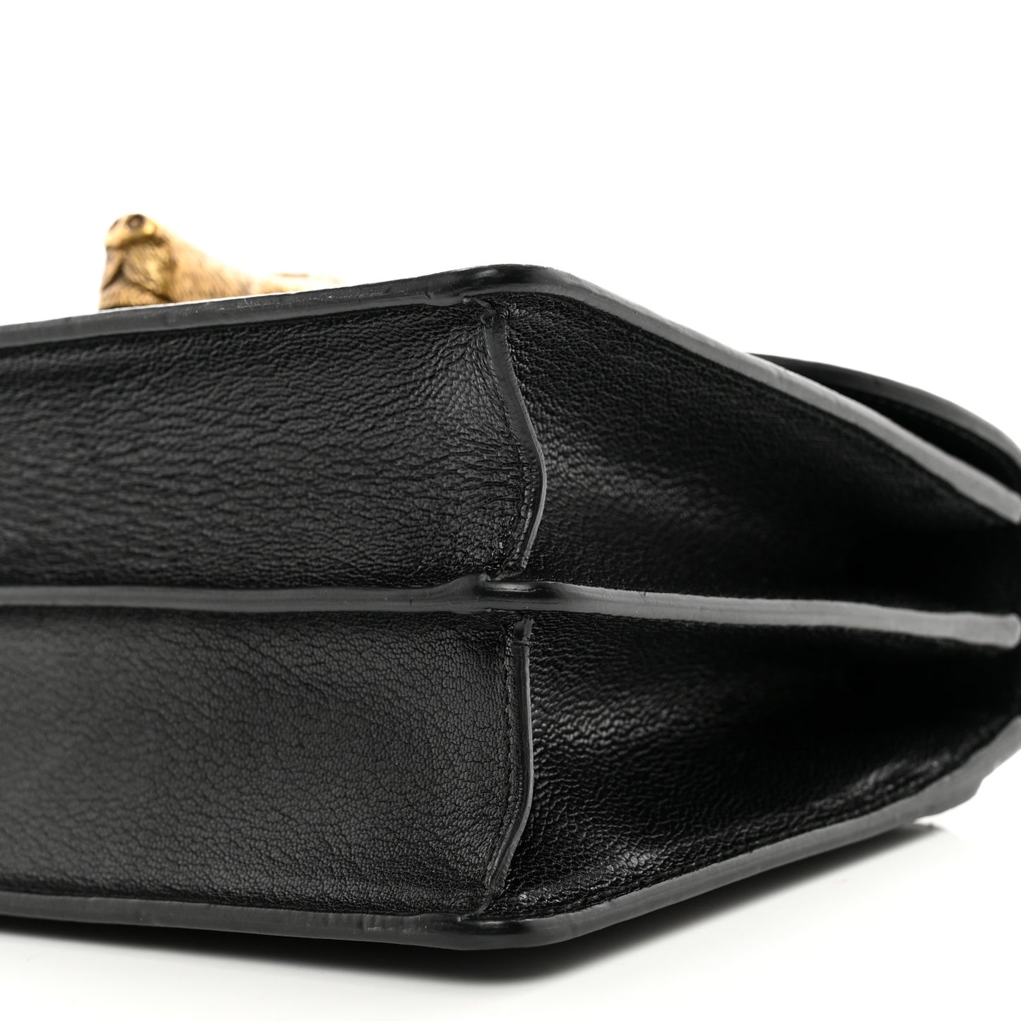 Goatskin Snakeskin Fox Broche Shoulder Bag Black