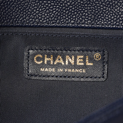 Chanel Caviar Chevron Quilted Medium Boy Flap Navy 8 of 9