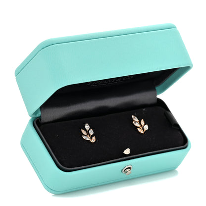 Tiffany 18K Rose Gold Diamond Small Victoria Vine Earrings 6 of 6