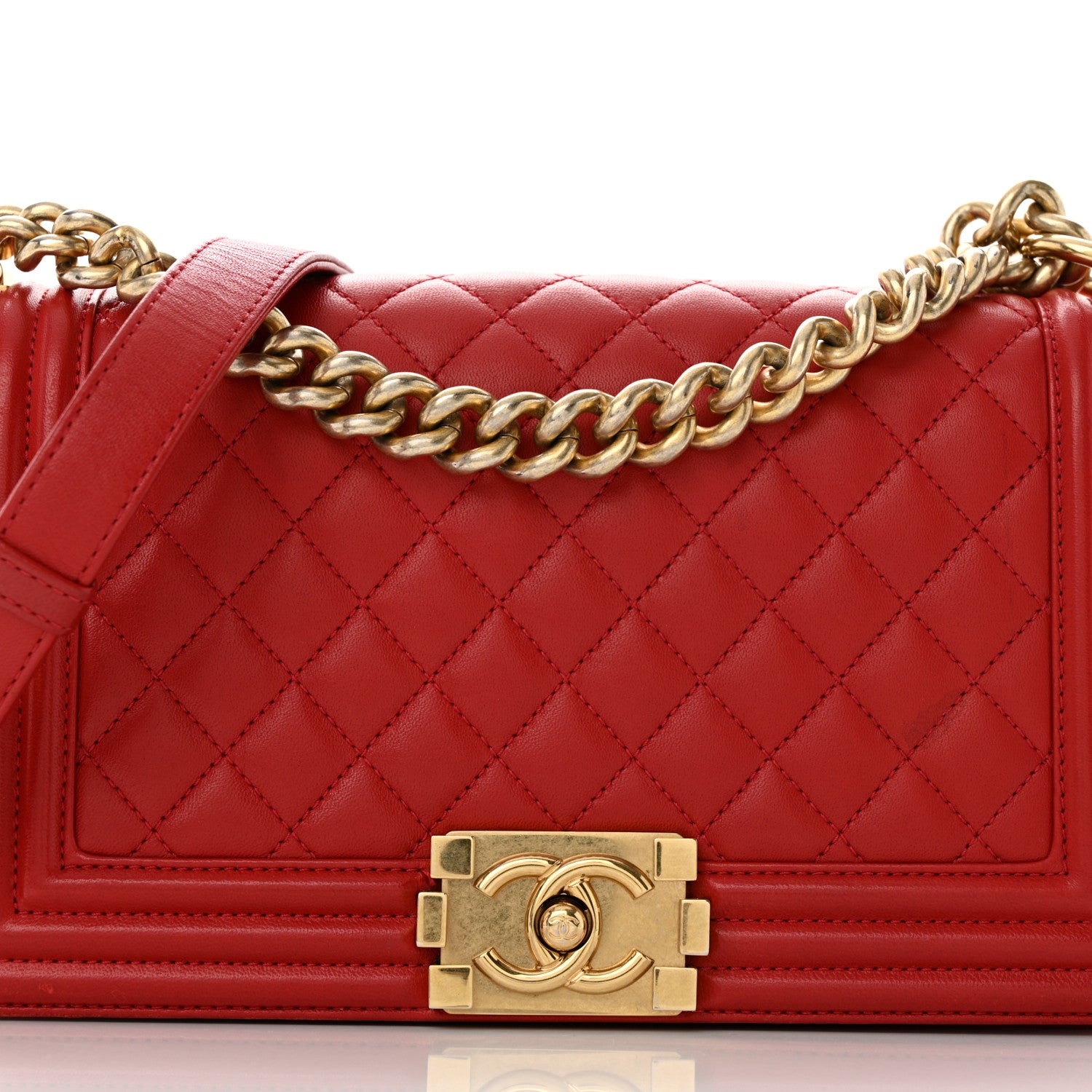 Chanel Lambskin Quilted Medium Boy Flap Red 8 of 11