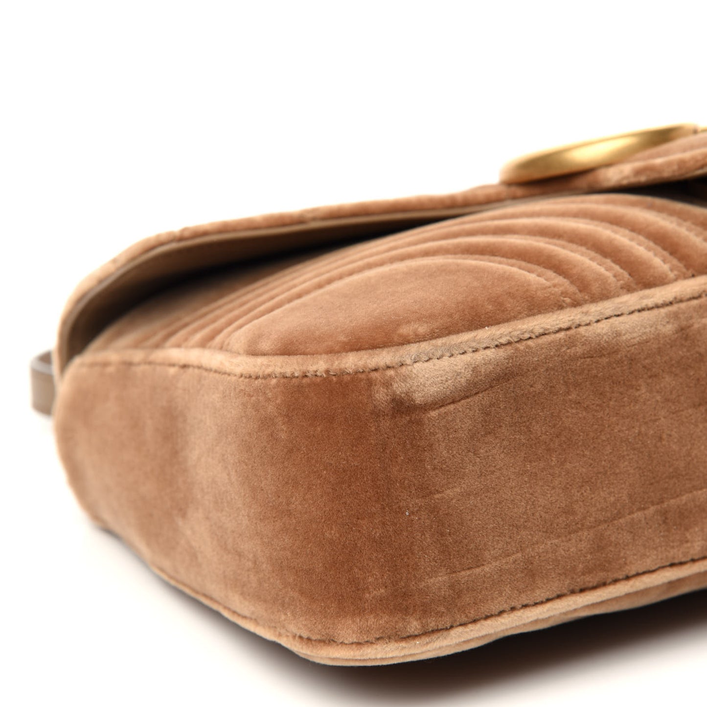 Velvet Matelasse Medium GG Marmont Shoulder Bag Taupe