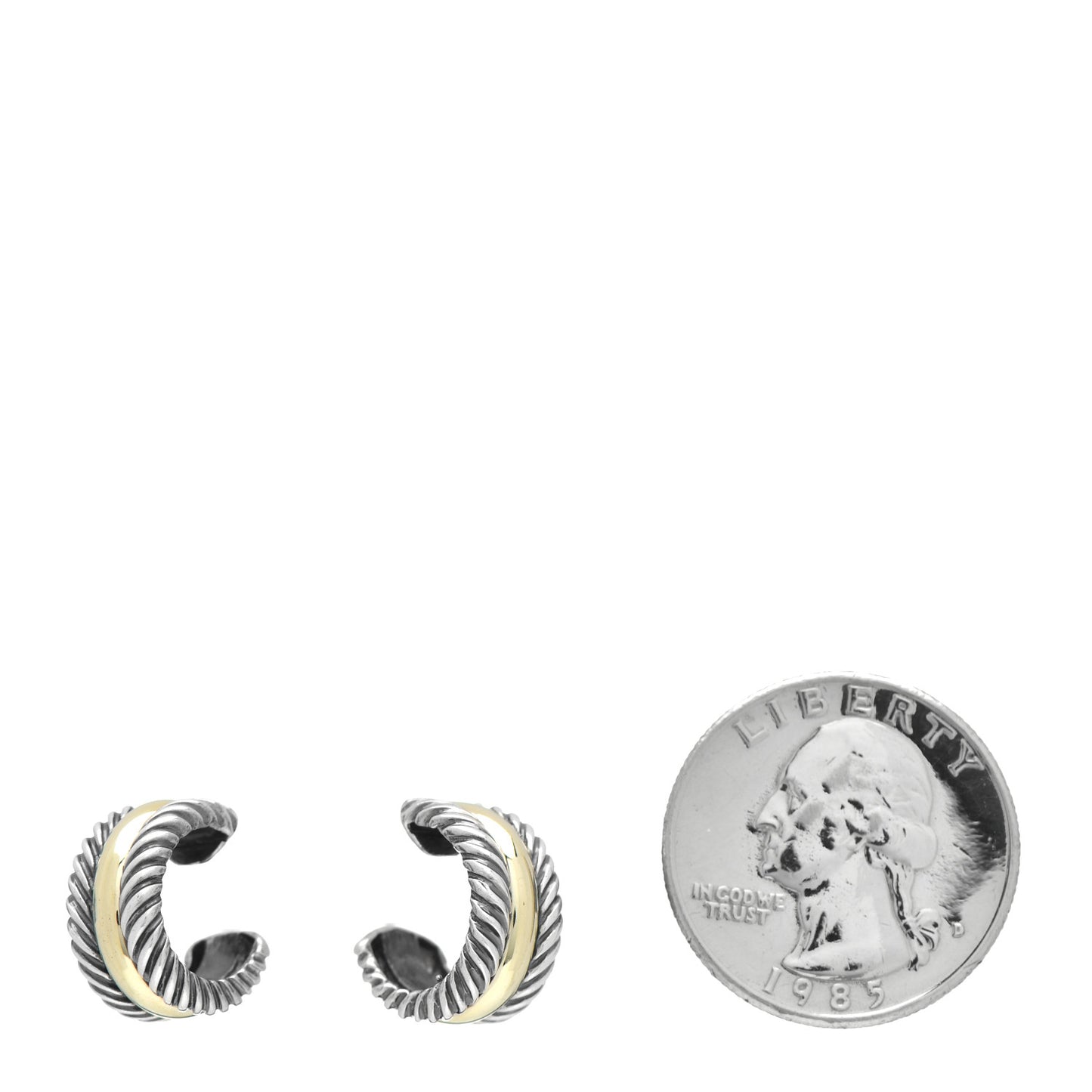 Sterling Silver 14K Yellow Gold 16mm Cable Classics Hoop Earrings