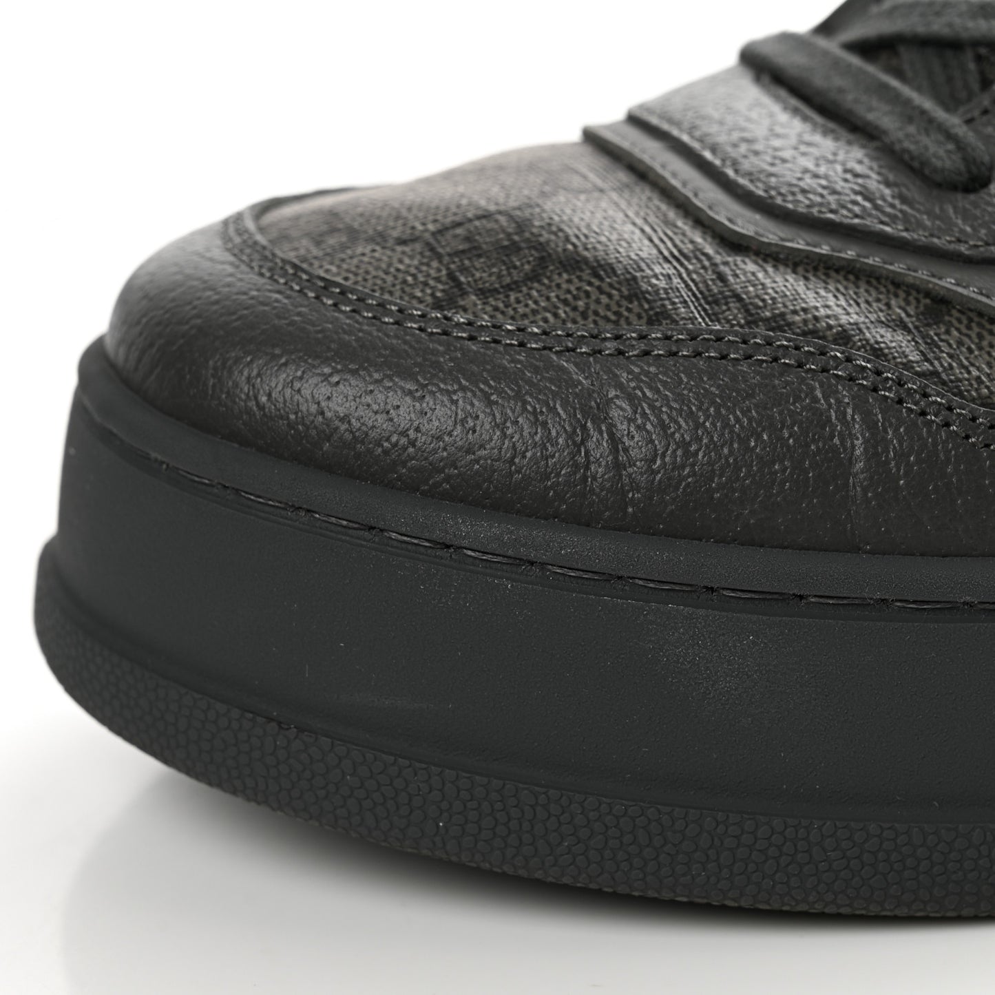 Textured Dollar Calfskin GG Supreme Monogram Mens Chunky Sneakers 9 Graphite Grey Black Grey