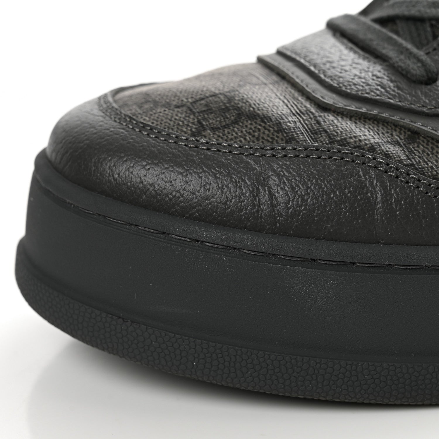 Gucci Textured Dollar Calfskin GG Supreme Monogram Mens Chunky Sneakers 9 Graphite Grey Black Grey 12 of 16