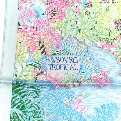 Hermes Silk Twill Faubourg Tropical Scarf 90 Bleu Vert Jaune 6 of 6