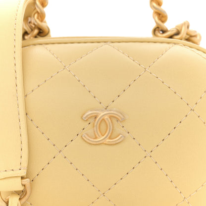 Chanel Lambskin Quilted CC Bubble Vanity Case With Chain Light Yellow 8 of 10