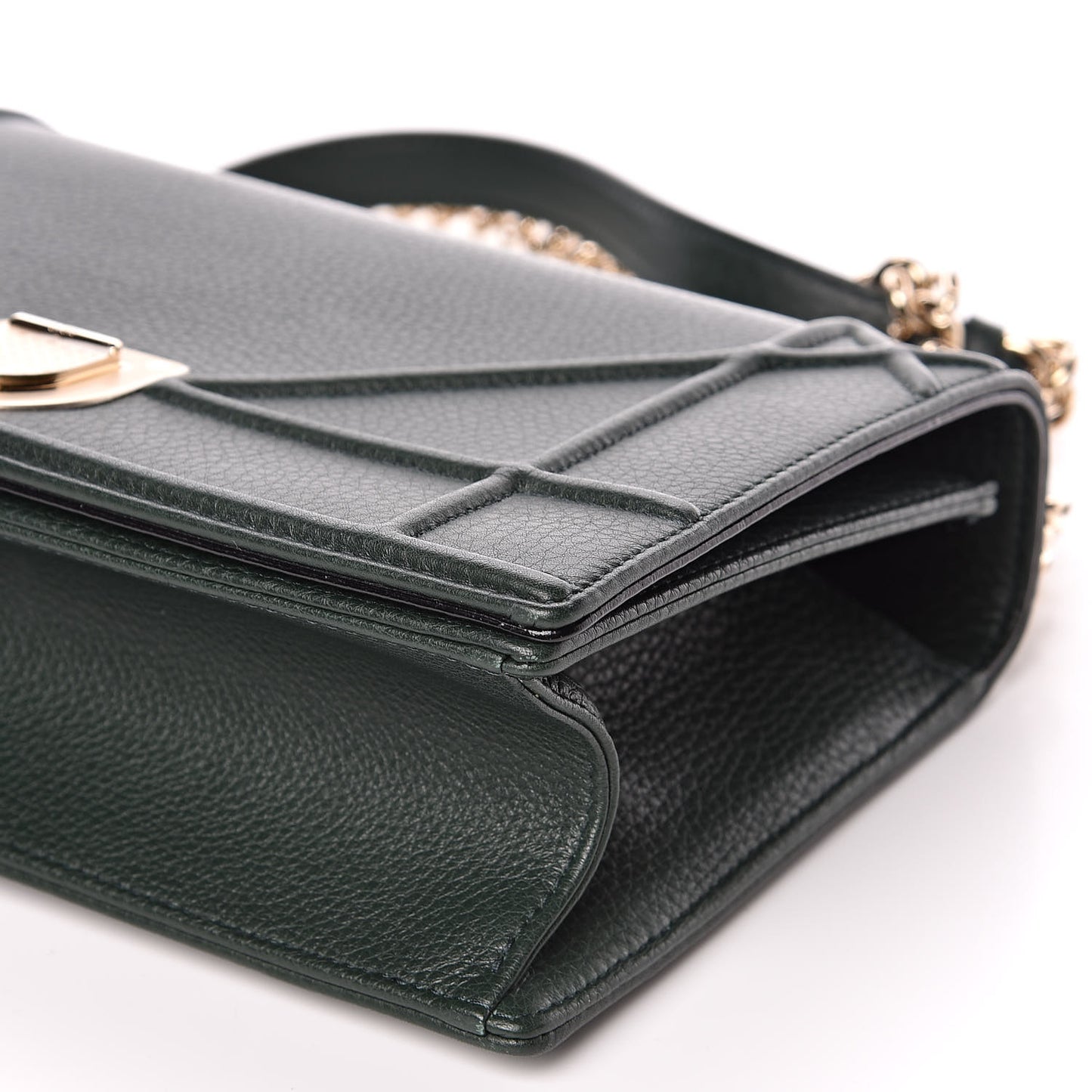 Grained Calfskin Medium Diorama Flap Bag Green