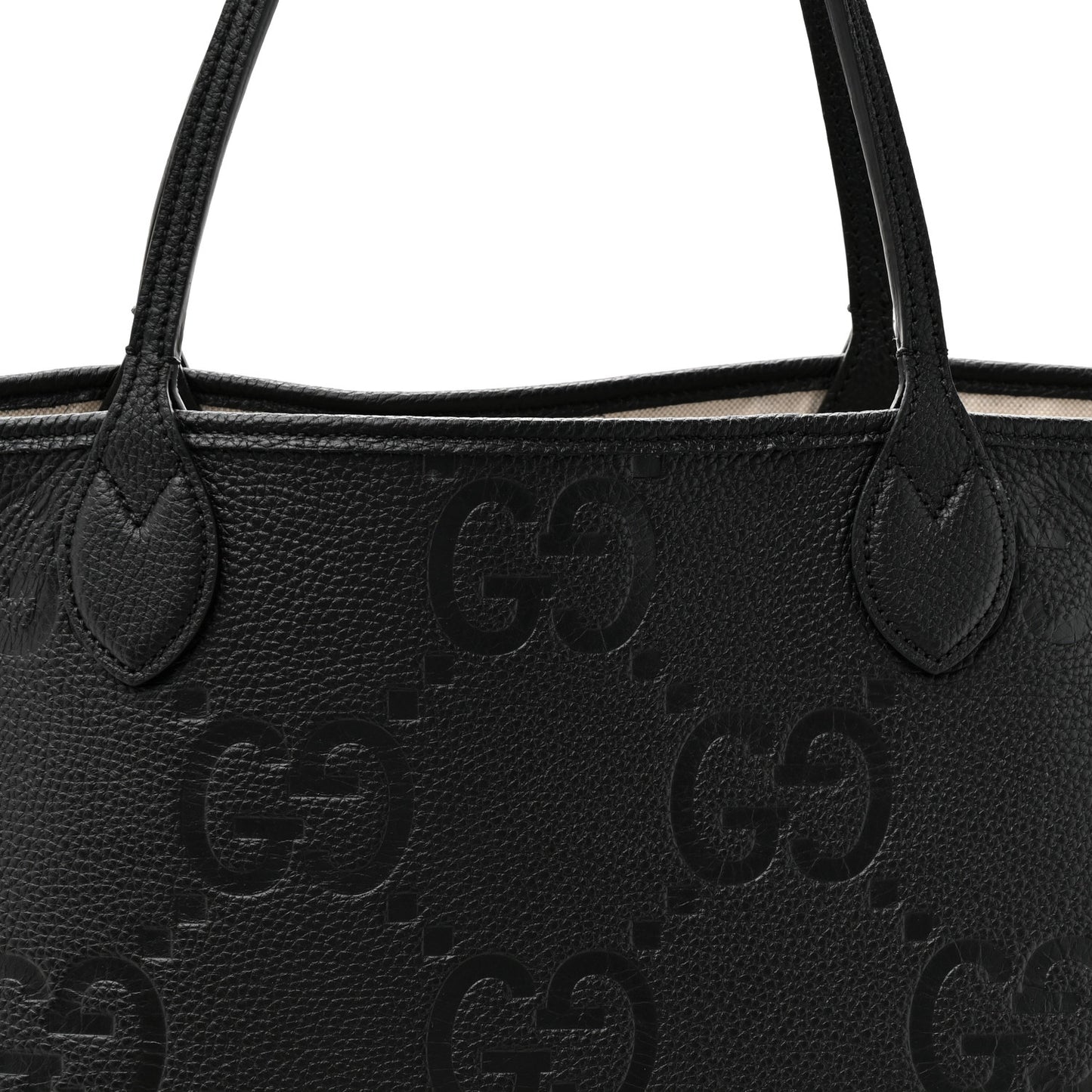 Monogram Jumbo GG Calfskin Web Large Shopping Tote Black
