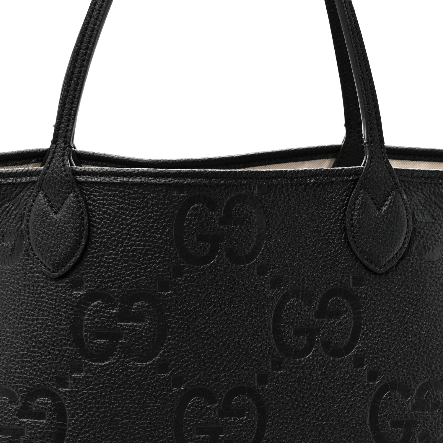 Gucci Monogram Jumbo GG Calfskin Web Large Shopping Tote Black 9 of 12