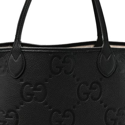 Gucci Monogram Jumbo GG Calfskin Web Large Shopping Tote Black 9 of 12