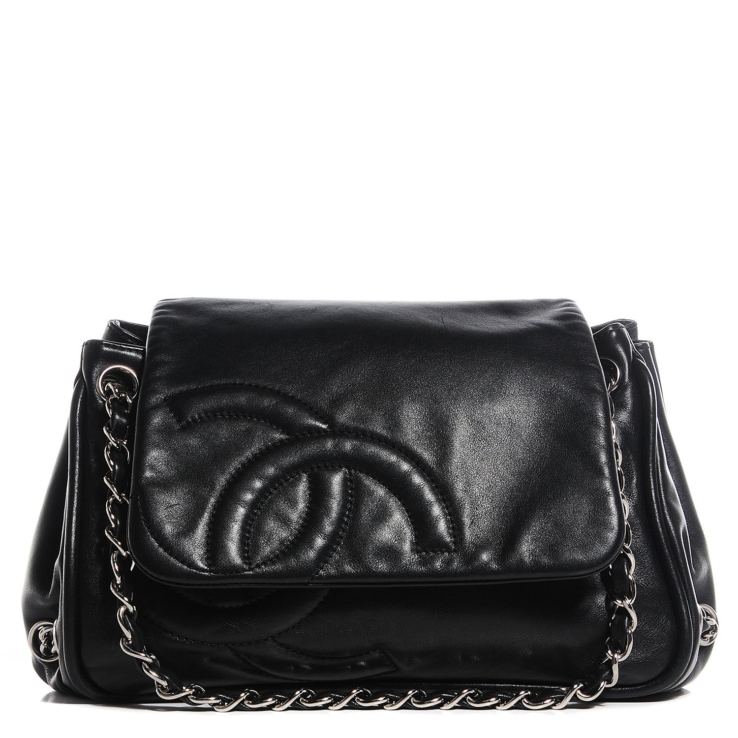 Chanel Calfskin Diagonal Ligne Flap Black 1 of 8