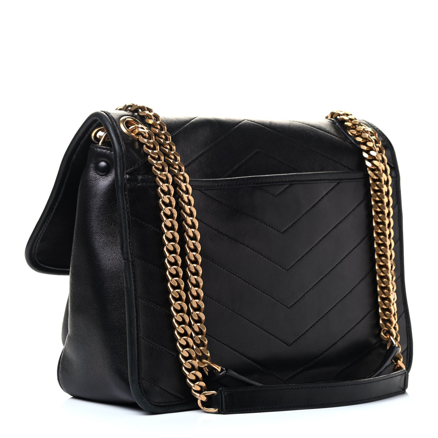 Saint Laurent Lambskin Matelasse Monogram Medium Niki Chain Satchel Black 3 of 8