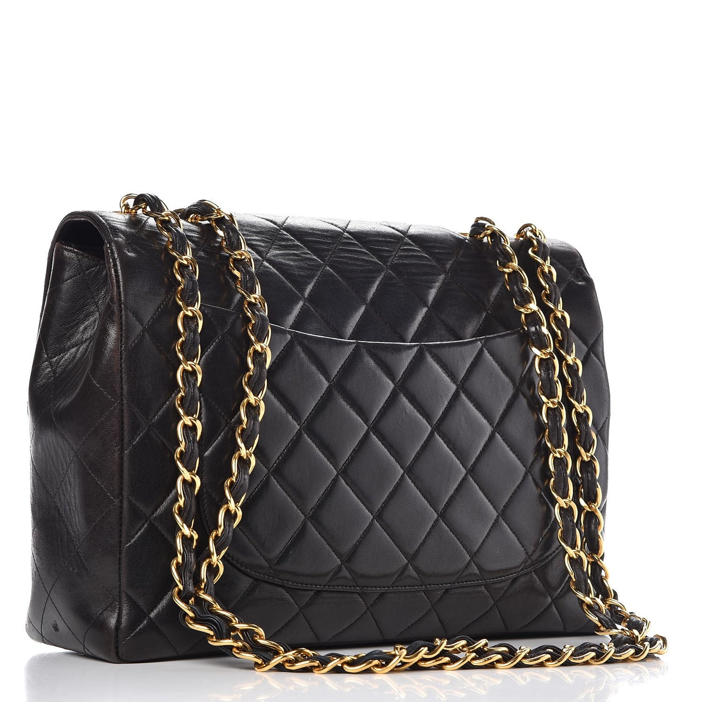 Lambskin Quilted Jumbo Single Flap Black
