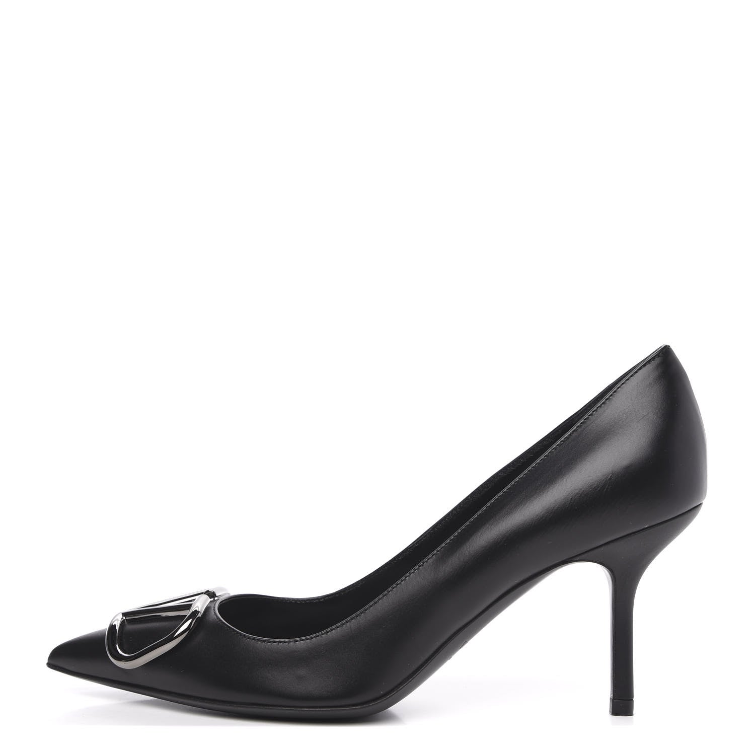 Valentino Garavani Calfskin Vlogo Signature 80mm Pumps 37.5 Black 1 of 8