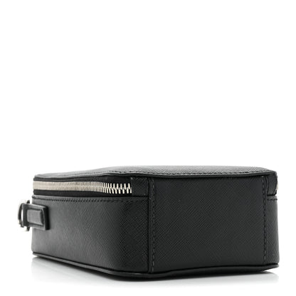 Prada Saffiano Travel Brique Crossbody Messenger Bag Black 4 of 9