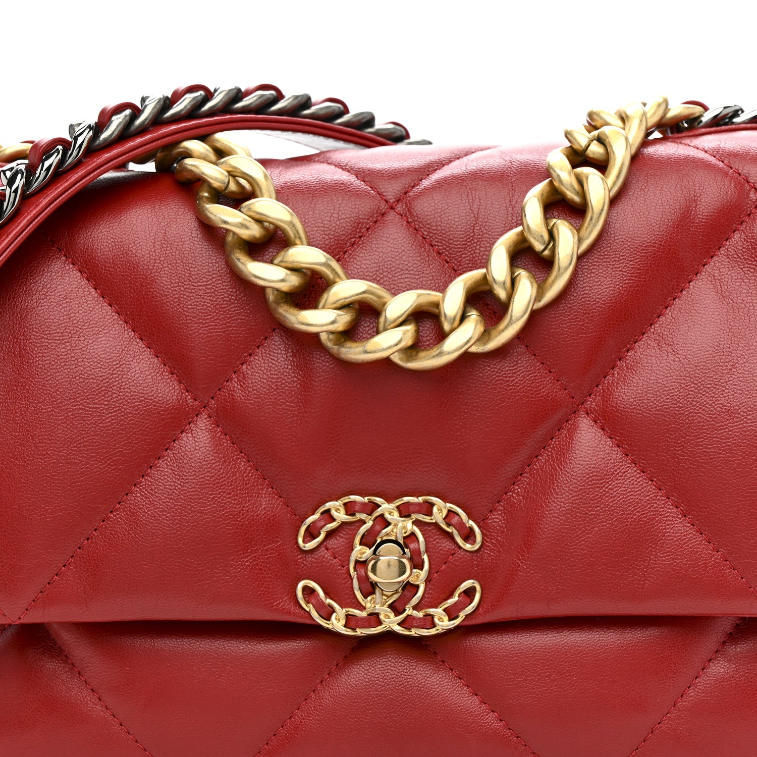 Chanel Goatskin Quilted Large Chanel 19 Flap Red 8 of 11