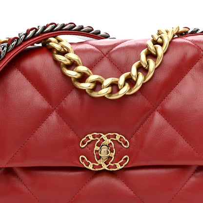 Chanel Goatskin Quilted Large Chanel 19 Flap Red 8 of 11