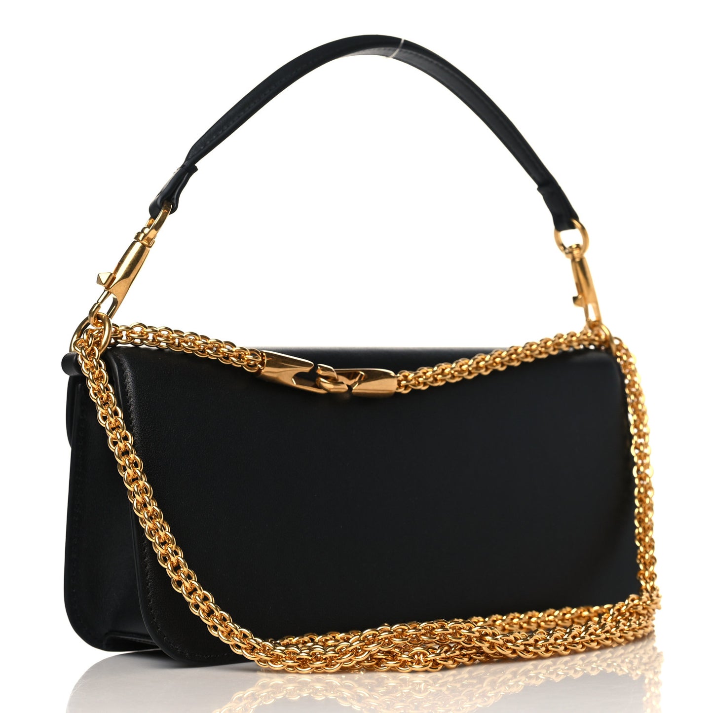 Calfskin Vlogo Loco Shoulder Bag Black