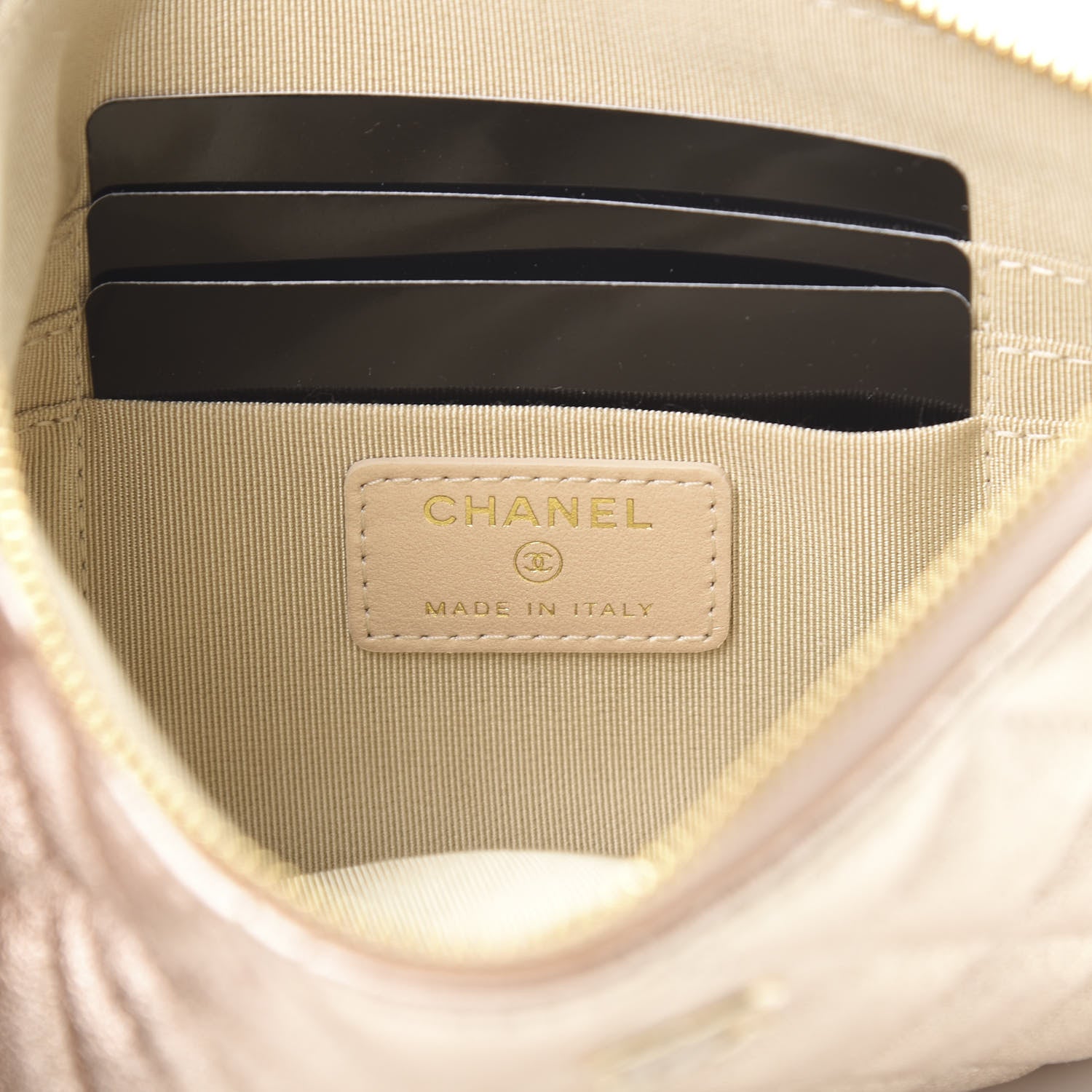 Chanel Metallic Lambskin Quilted Cosmetic Case Gold 6 of 8