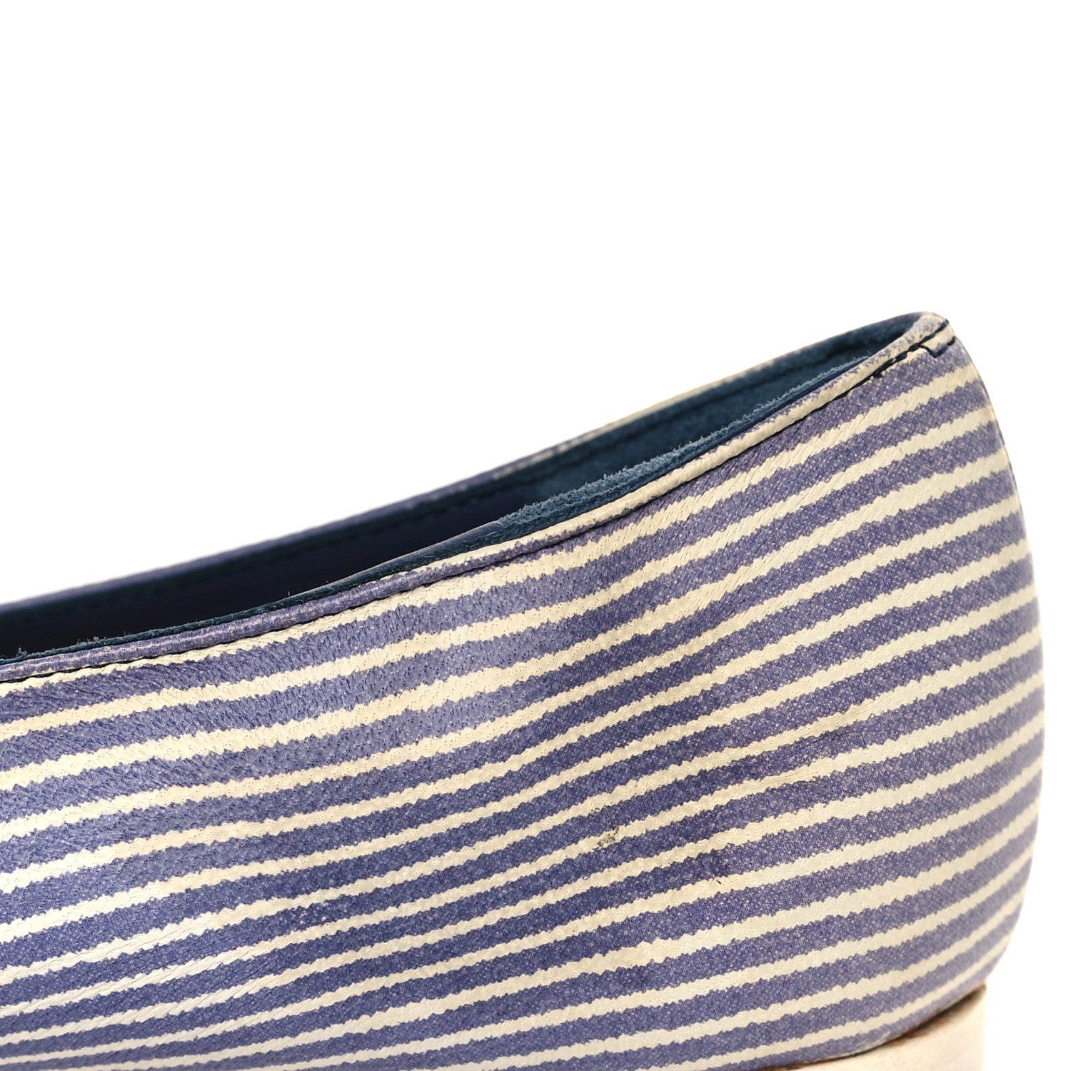 Chanel Lambskin Striped Camellia Ballerina Flats 35 Dark Blue 10 of 10