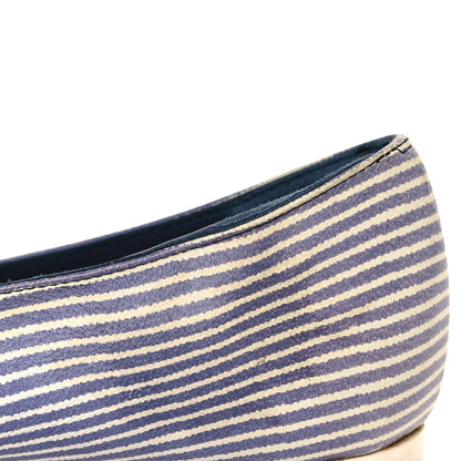 Chanel Lambskin Striped Camellia Ballerina Flats 35 Dark Blue 10 of 10