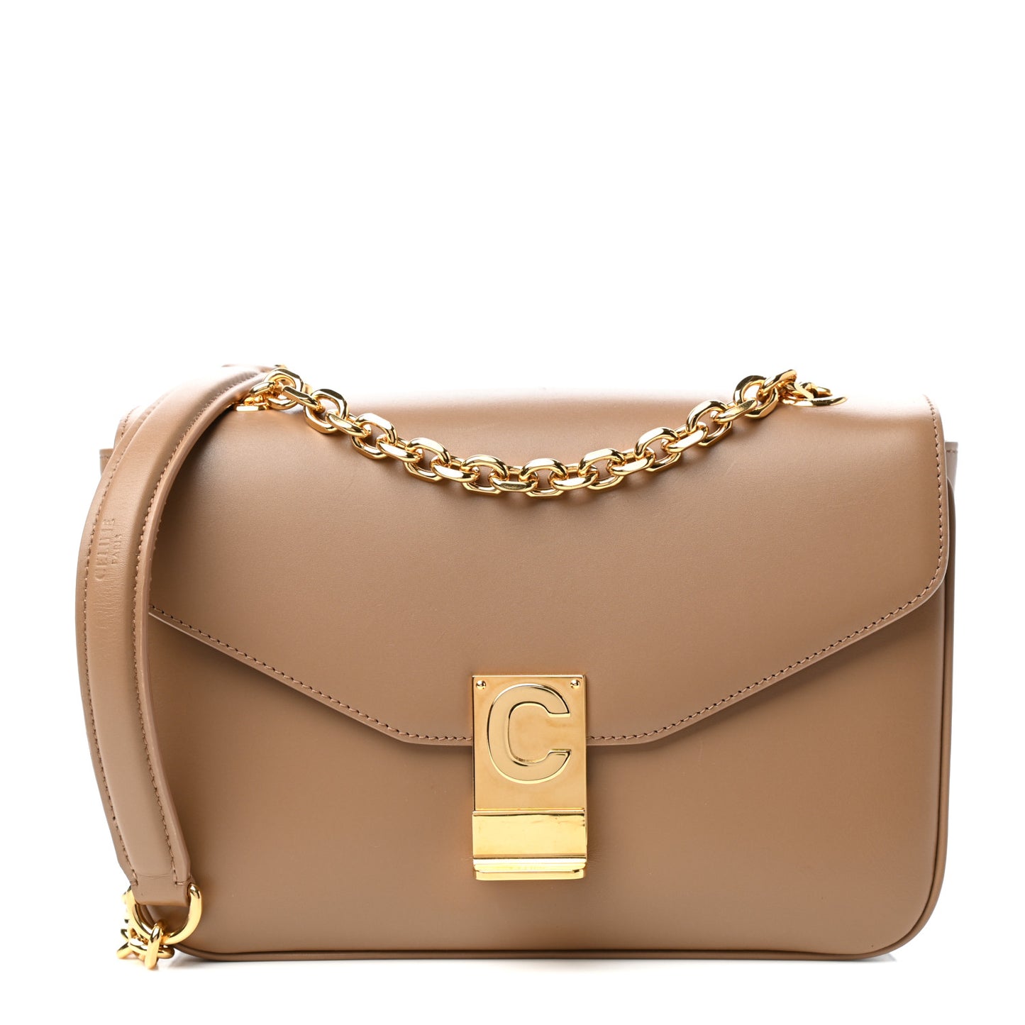 Shiny Calfskin Medium C Bag Light Camel