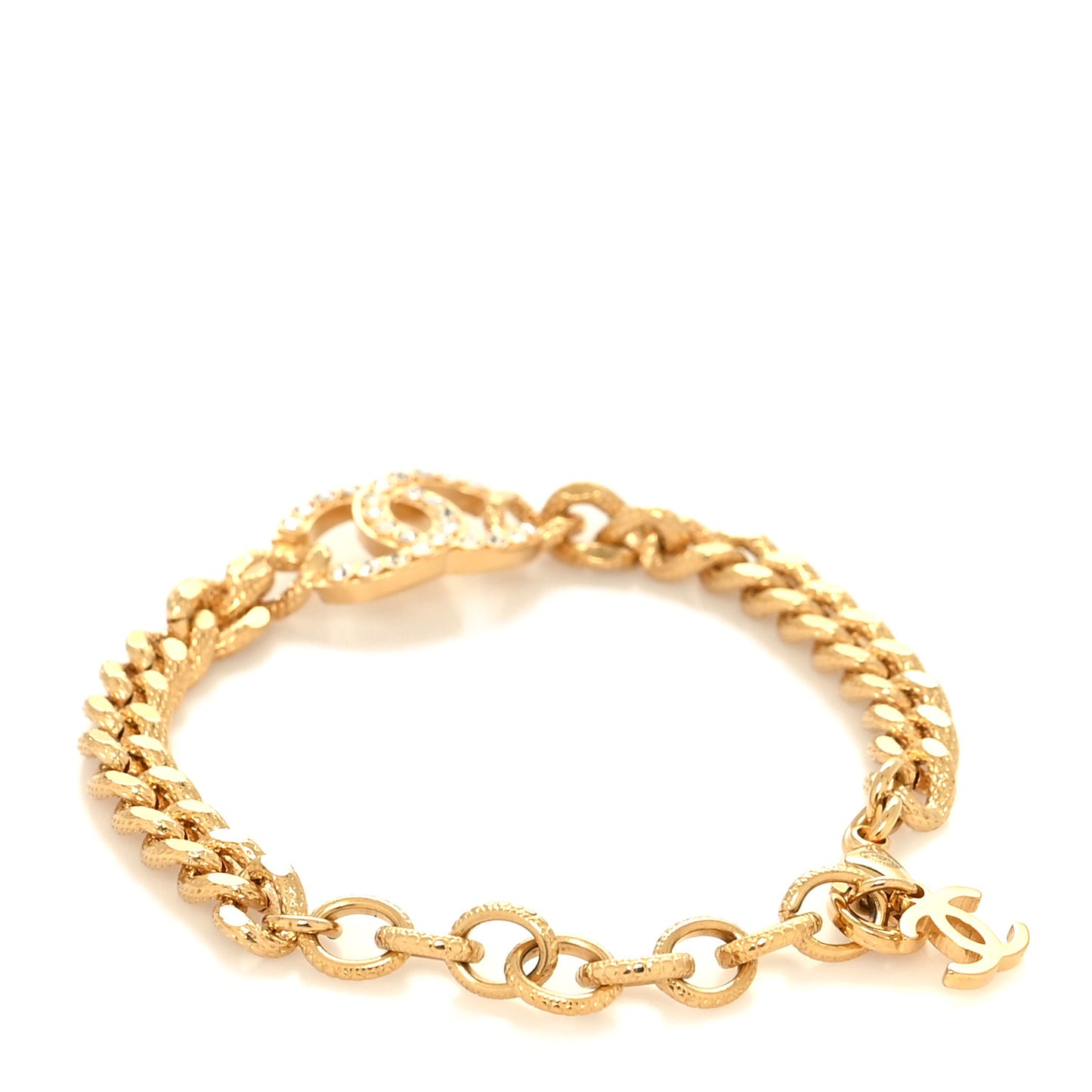 Crystal CC Chain Link Bracelet Gold