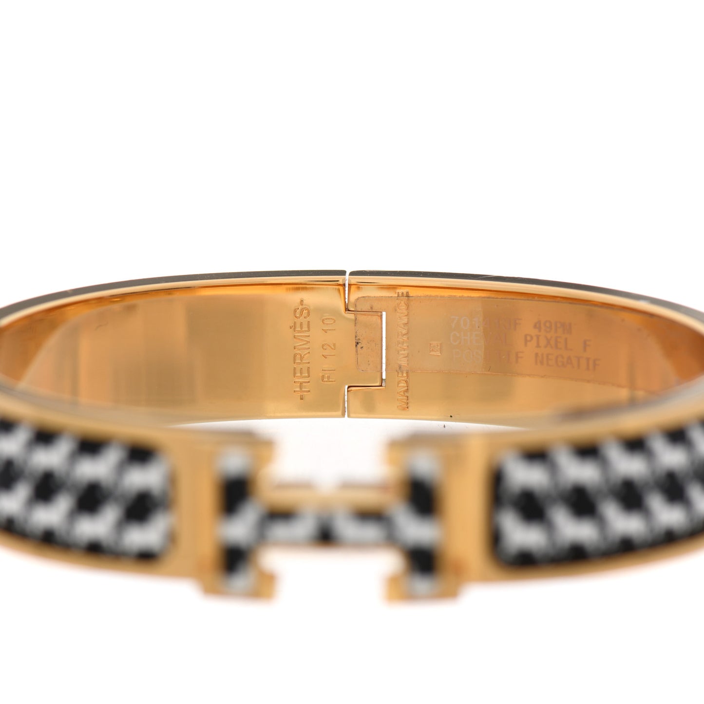 Enamel Cheval Pixel Clic Clac H Bracelet PM Black White