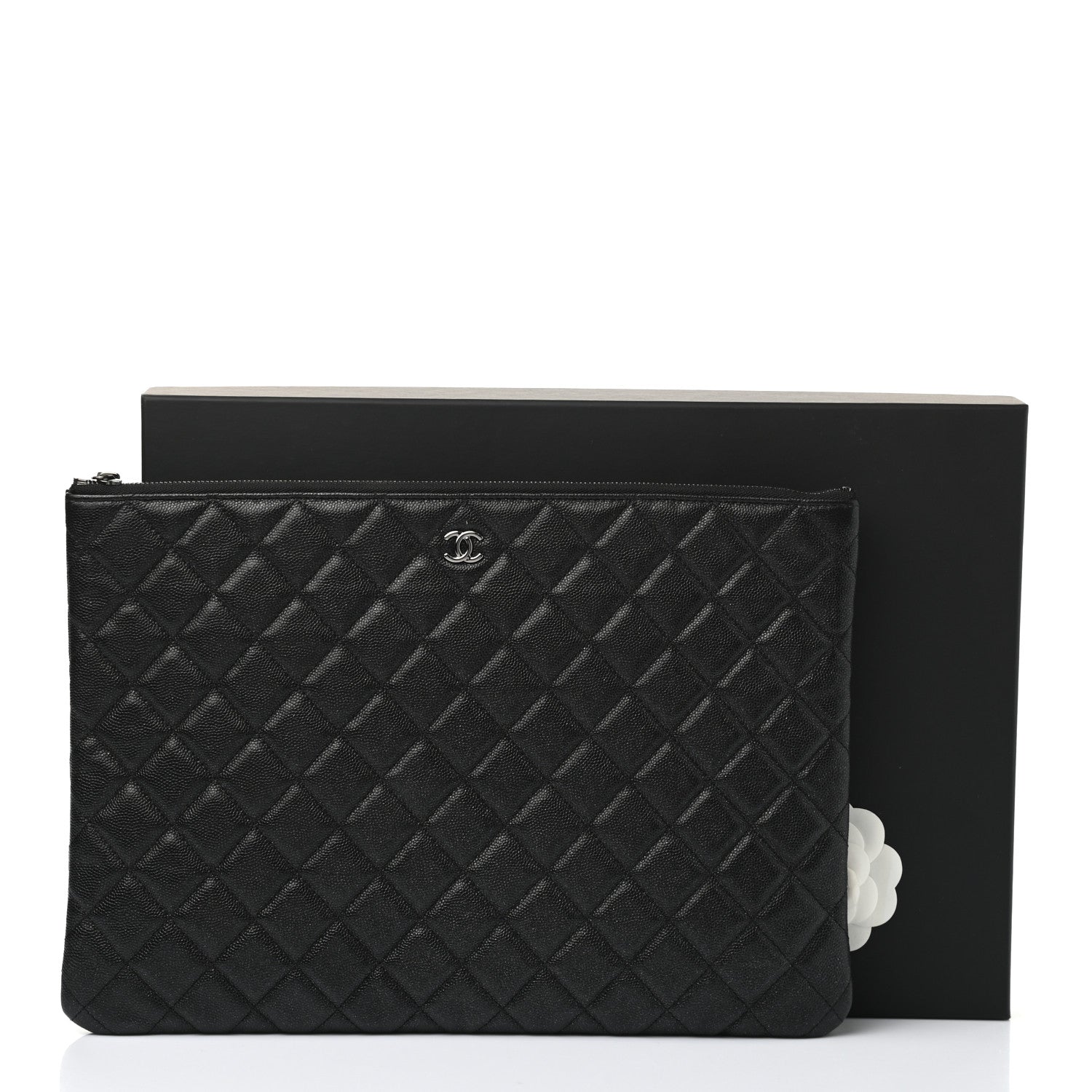 Chanel Iridescent Caviar Quilted Large Cosmetic Case Black 8 of 8