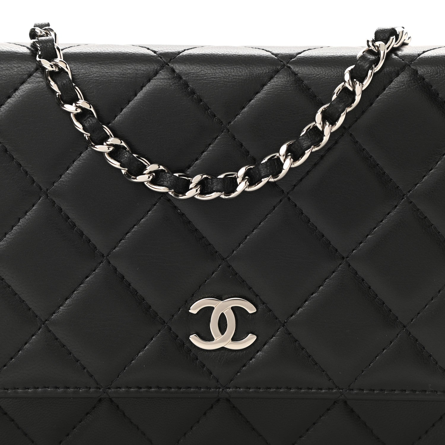 Chanel Lambskin Quilted Wallet On Chain WOC Black 9 of 12