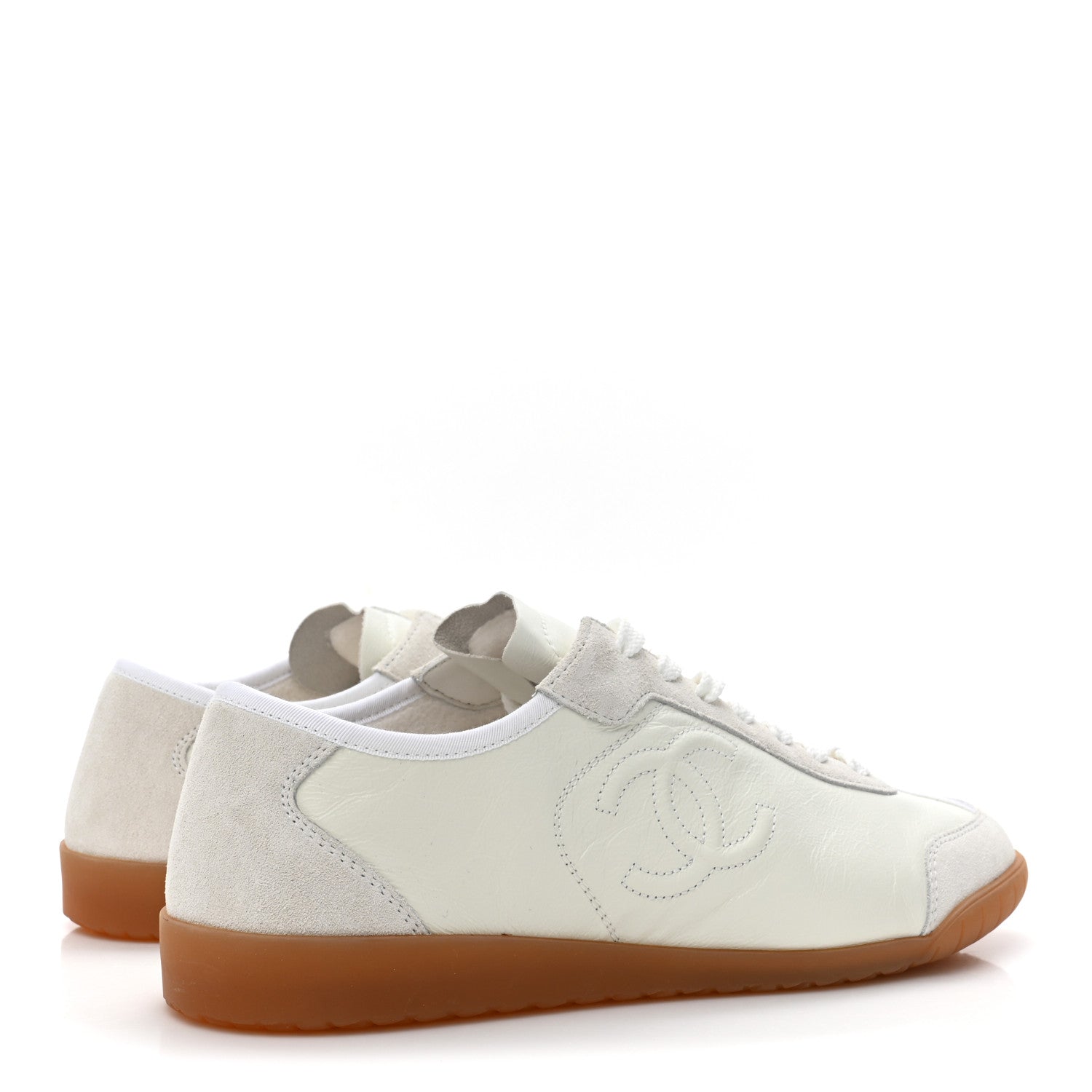 Chanel Calfskin Suede Womens CC Sneakers 40 White 5 of 10