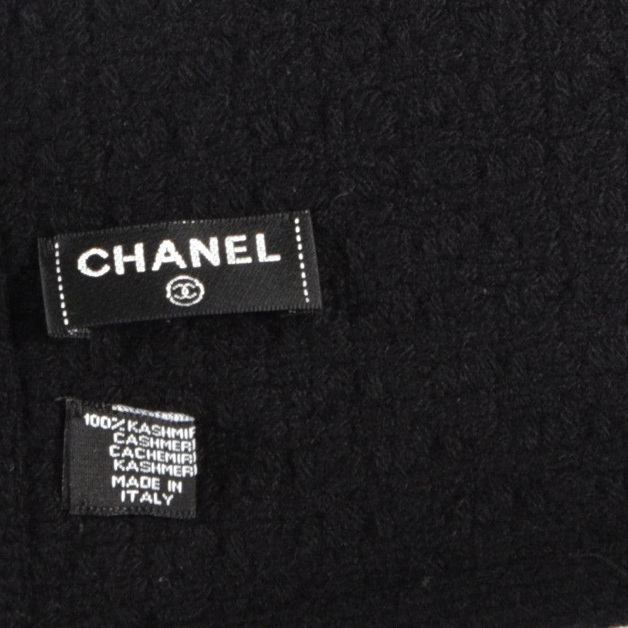 Cashmere Crystal Logo Scarf Black