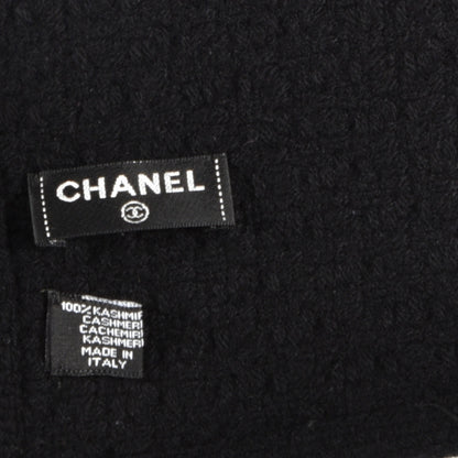 Chanel Cashmere Crystal Logo Scarf Black 3 of 3