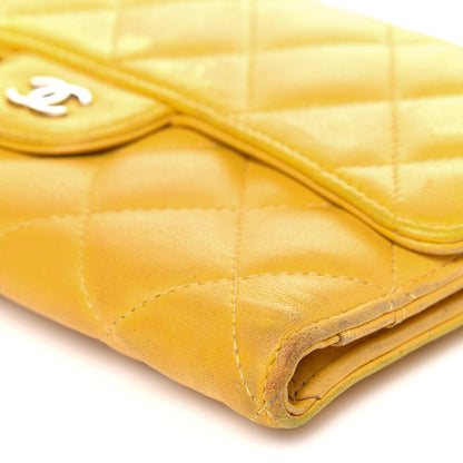 Chanel Lambskin Quilted Large Flap Wallet Yellow 13 of 23