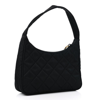 Prada Tessuto Nylon Stitched Shoulder Bag Black 3 of 9