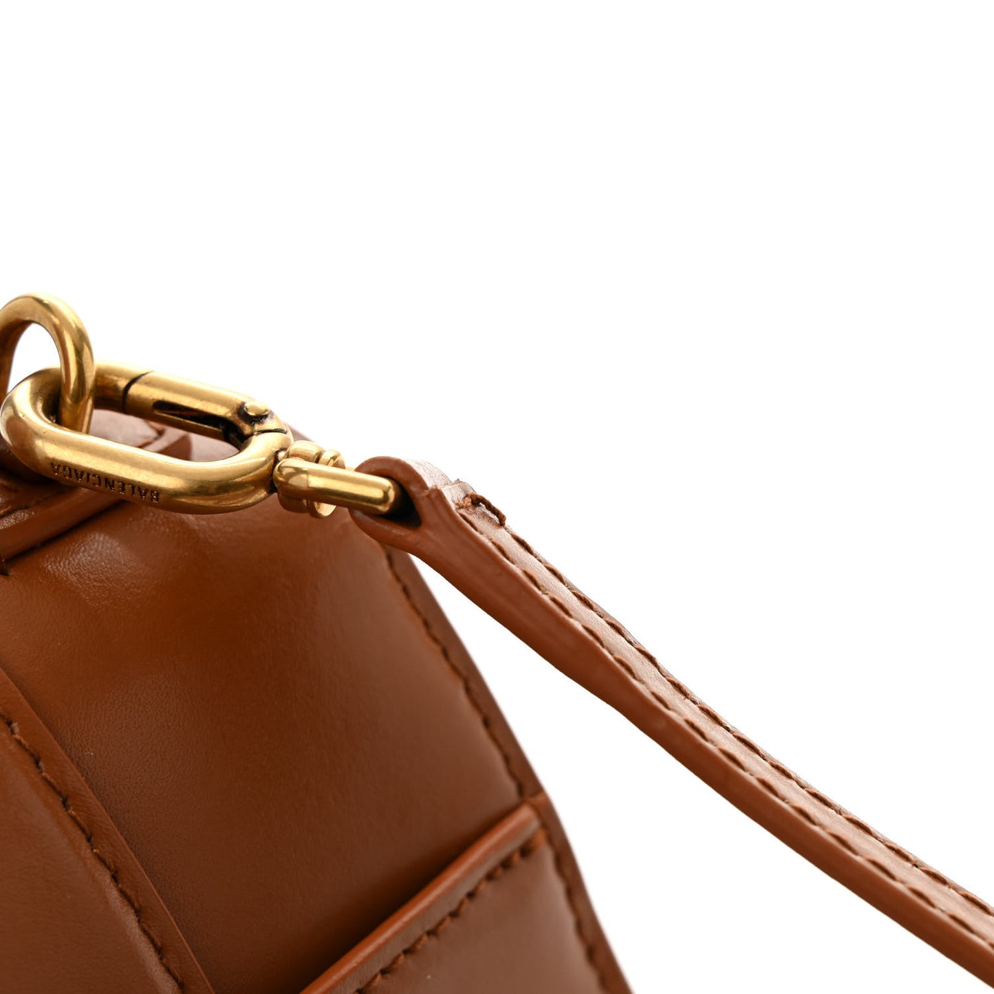Shiny Box Calfskin Small Hourglass Top Handle Bag Camel