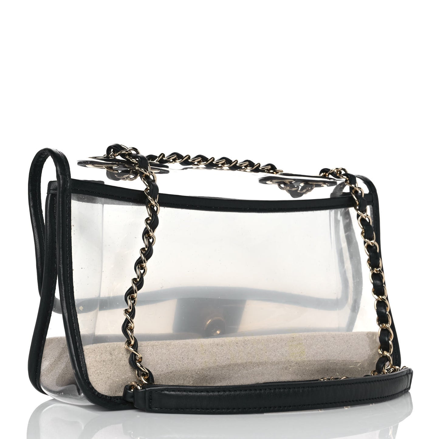 Lambskin PVC Medium Coco Sand Flap Black