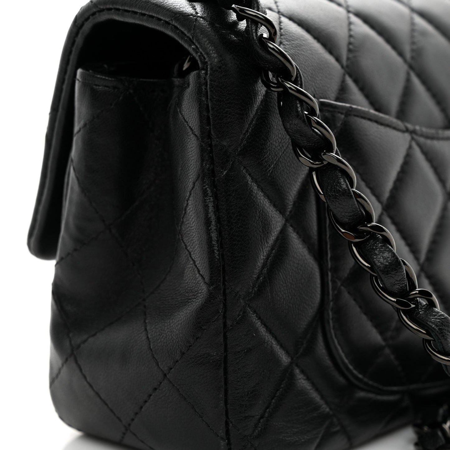 Lambskin Quilted Mini Rectangular Flap So Black