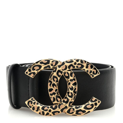 Chanel Metal Leopard Print Calfskin CC Belt 80 32 Gold Black 1 of 4