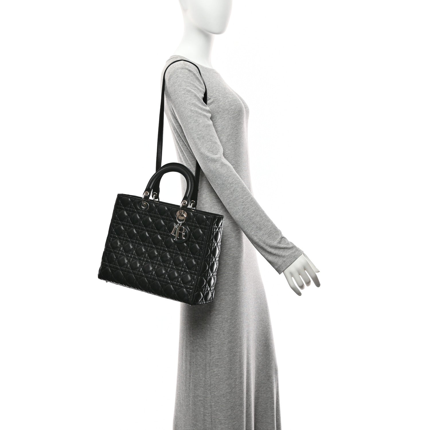 Christian Dior Lambskin Cannage Large Lady Dior Black 1848943