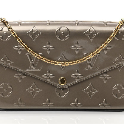 Louis Vuitton Vernis Felicie Pochette Chain Wallet Champagne Metallise 10 of 13